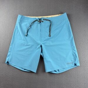 Patagonia Board Shorts Men's 36 Blue Hydropeak Swim Trunks Stretch Drawstring 9"